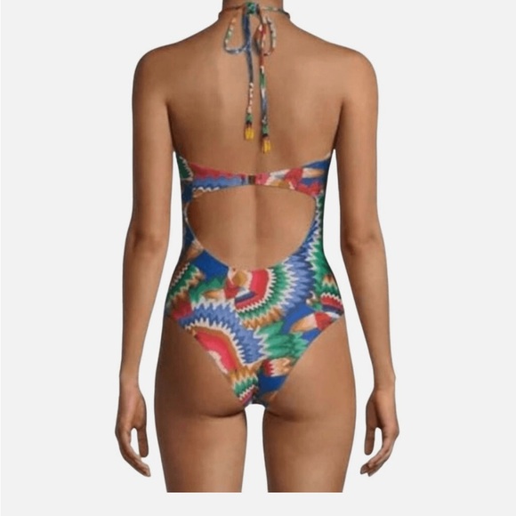 Farm Rio Chevron Toucan One Piece Blue Swimsuit 
Size XS - Picture 3 of 7